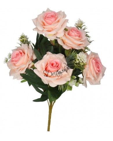 RÓŻA RÓŻE W BUKIECIE SZTUCZNE KWIATY JAK ŻYWE 49 CM DUŻY BUKIET GĘSTY