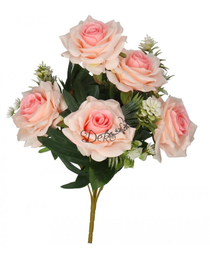 RÓŻA RÓŻE W BUKIECIE SZTUCZNE KWIATY JAK ŻYWE 49 CM DUŻY BUKIET GĘSTY
