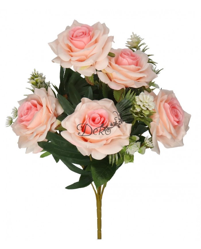 RÓŻA RÓŻE W BUKIECIE SZTUCZNE KWIATY JAK ŻYWE 49 CM DUŻY BUKIET GĘSTY