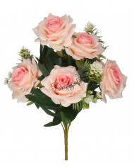 RÓŻA RÓŻE W BUKIECIE SZTUCZNE KWIATY JAK ŻYWE 49 CM DUŻY BUKIET GĘSTY