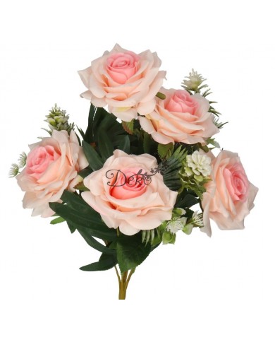 RÓŻA RÓŻE W BUKIECIE SZTUCZNE KWIATY JAK ŻYWE 49 CM DUŻY BUKIET GĘSTY