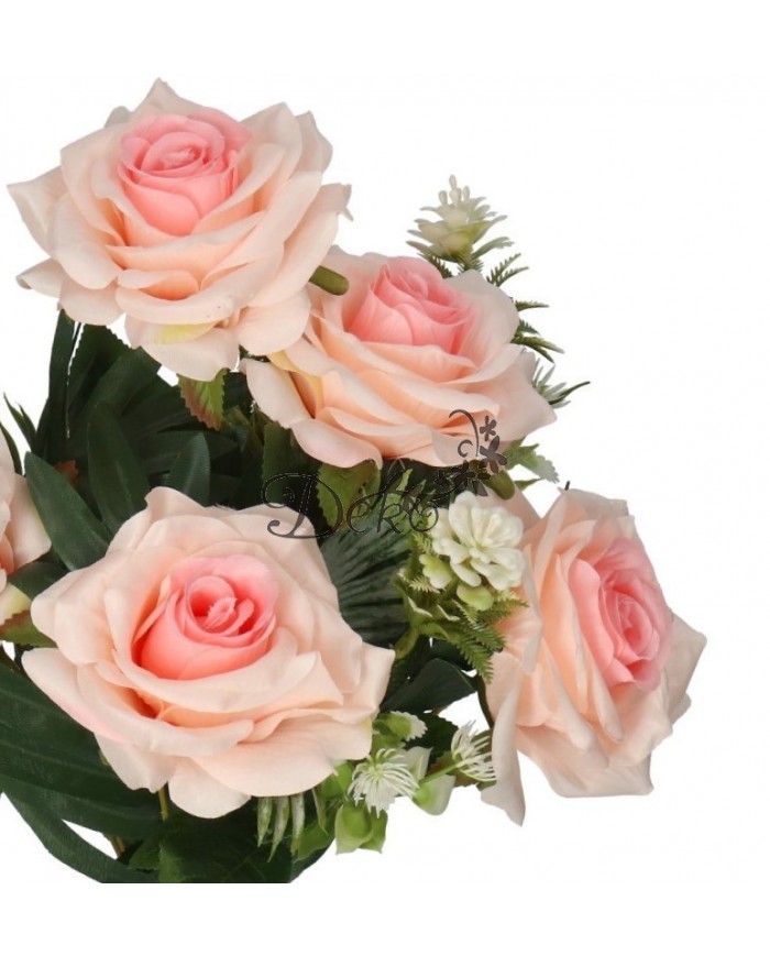 RÓŻA RÓŻE W BUKIECIE SZTUCZNE KWIATY JAK ŻYWE 49 CM DUŻY BUKIET GĘSTY