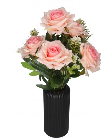 RÓŻA RÓŻE W BUKIECIE SZTUCZNE KWIATY JAK ŻYWE 49 CM DUŻY BUKIET GĘSTY