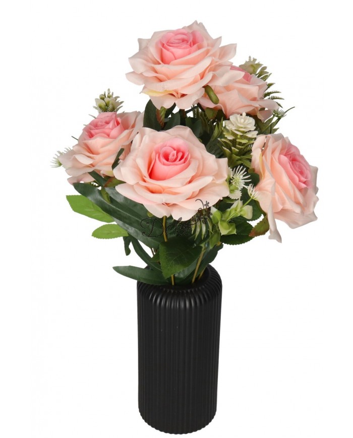 RÓŻA RÓŻE W BUKIECIE SZTUCZNE KWIATY JAK ŻYWE 49 CM DUŻY BUKIET GĘSTY