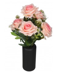 RÓŻA RÓŻE W BUKIECIE SZTUCZNE KWIATY JAK ŻYWE 49 CM DUŻY BUKIET GĘSTY