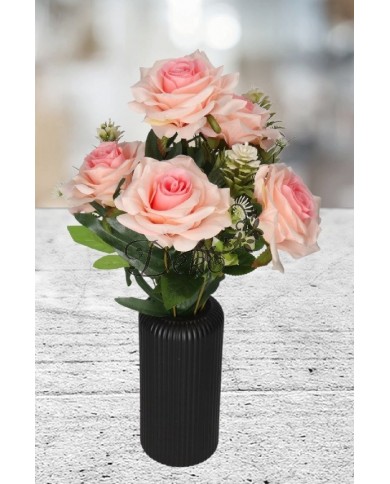 RÓŻA RÓŻE W BUKIECIE SZTUCZNE KWIATY JAK ŻYWE 49 CM DUŻY BUKIET GĘSTY