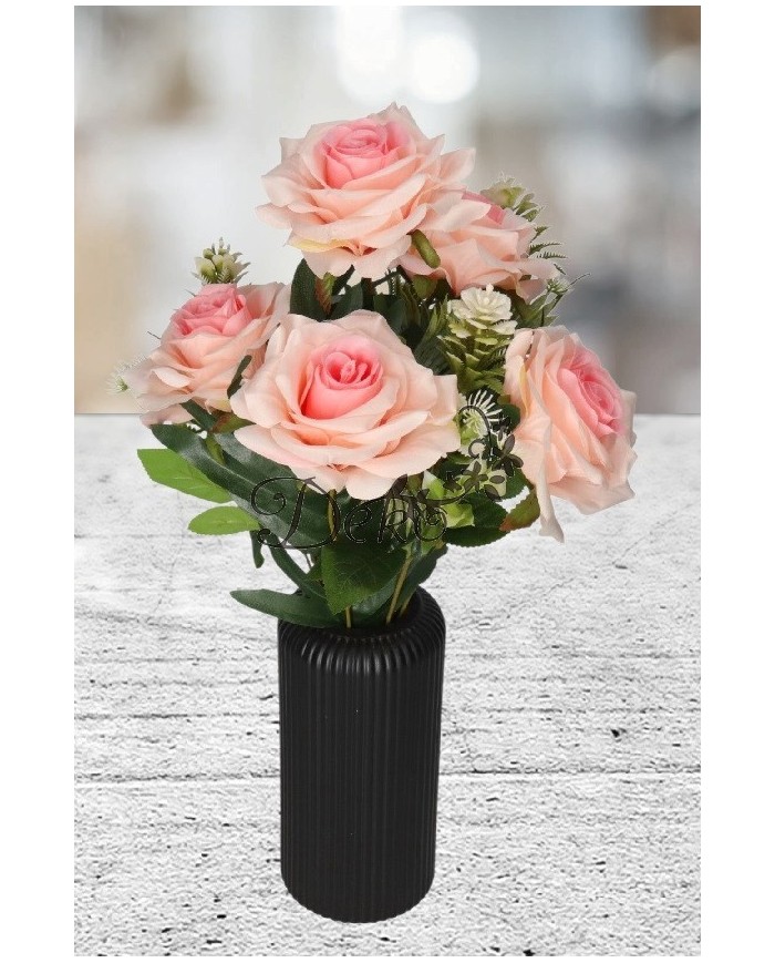 RÓŻA RÓŻE W BUKIECIE SZTUCZNE KWIATY JAK ŻYWE 49 CM DUŻY BUKIET GĘSTY