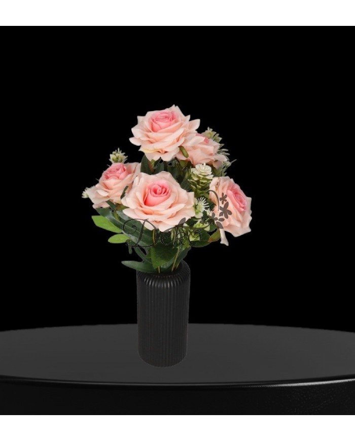 RÓŻA RÓŻE W BUKIECIE SZTUCZNE KWIATY JAK ŻYWE 49 CM DUŻY BUKIET GĘSTY