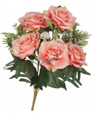 RÓŻA RÓŻE W BUKIECIE SZTUCZNE KWIATY JAK ŻYWE 49 CM DUŻY BUKIET GĘSTY