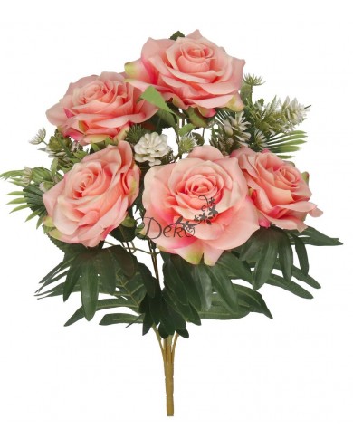 RÓŻA RÓŻE W BUKIECIE SZTUCZNE KWIATY JAK ŻYWE 49 CM DUŻY BUKIET GĘSTY