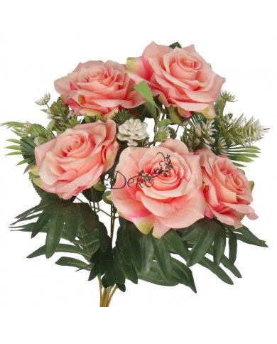 RÓŻA RÓŻE W BUKIECIE SZTUCZNE KWIATY JAK ŻYWE 49 CM DUŻY BUKIET GĘSTY