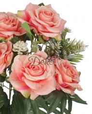 RÓŻA RÓŻE W BUKIECIE SZTUCZNE KWIATY JAK ŻYWE 49 CM DUŻY BUKIET GĘSTY