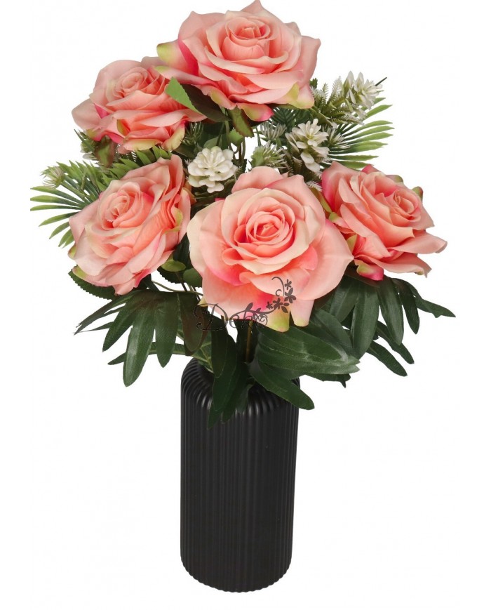 RÓŻA RÓŻE W BUKIECIE SZTUCZNE KWIATY JAK ŻYWE 49 CM DUŻY BUKIET GĘSTY