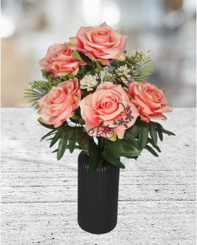 RÓŻA RÓŻE W BUKIECIE SZTUCZNE KWIATY JAK ŻYWE 49 CM DUŻY BUKIET GĘSTY