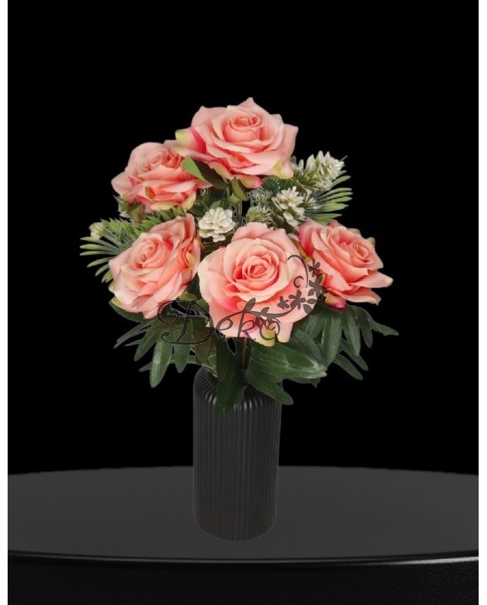 RÓŻA RÓŻE W BUKIECIE SZTUCZNE KWIATY JAK ŻYWE 49 CM DUŻY BUKIET GĘSTY