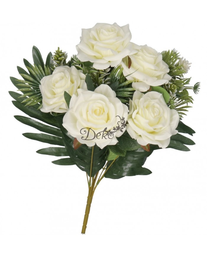 RÓŻA RÓŻE W BUKIECIE SZTUCZNE KWIATY JAK ŻYWE 49 CM DUŻY BUKIET GĘSTY