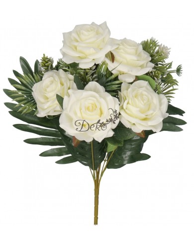 RÓŻA RÓŻE W BUKIECIE SZTUCZNE KWIATY JAK ŻYWE 49 CM DUŻY BUKIET GĘSTY