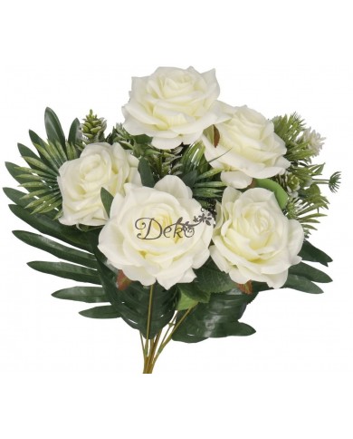 RÓŻA RÓŻE W BUKIECIE SZTUCZNE KWIATY JAK ŻYWE 49 CM DUŻY BUKIET GĘSTY