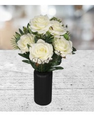 RÓŻA RÓŻE W BUKIECIE SZTUCZNE KWIATY JAK ŻYWE 49 CM DUŻY BUKIET GĘSTY