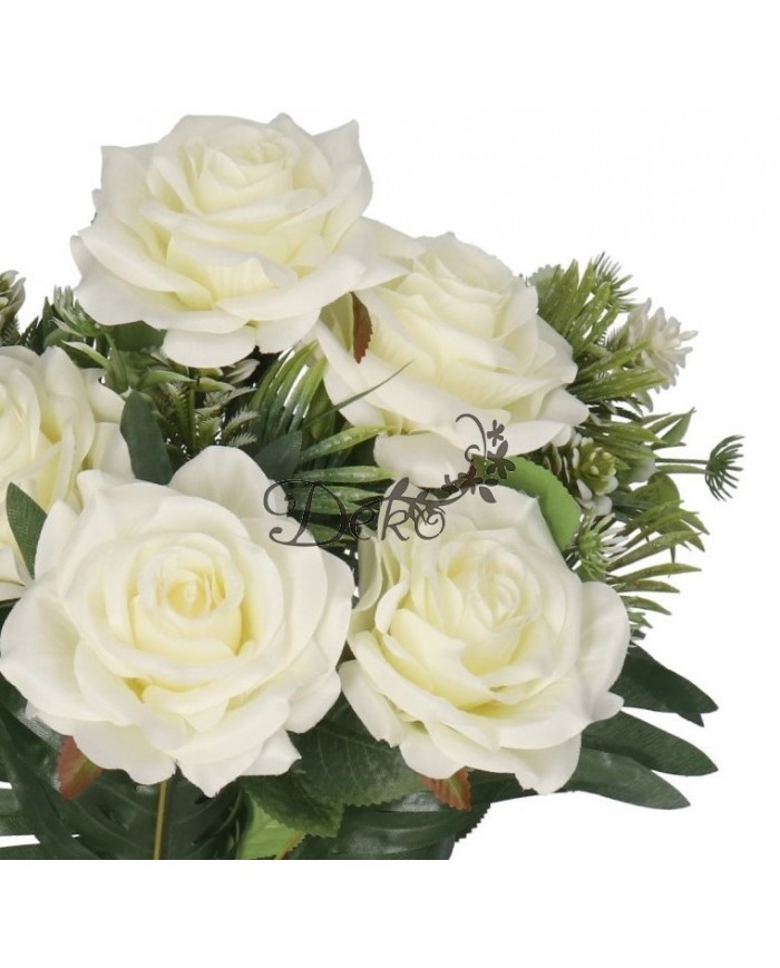 RÓŻA RÓŻE W BUKIECIE SZTUCZNE KWIATY JAK ŻYWE 49 CM DUŻY BUKIET GĘSTY