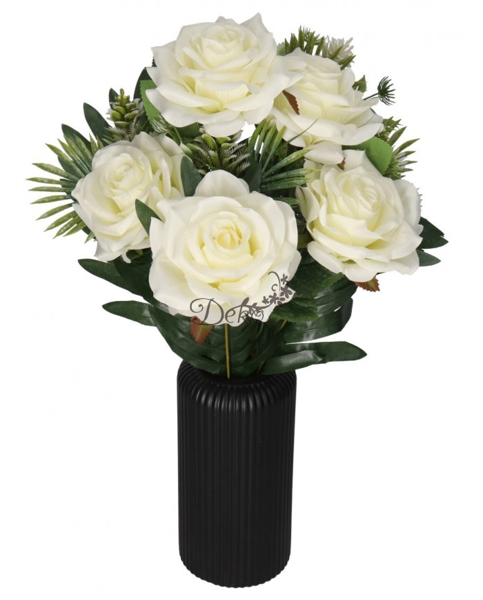 RÓŻA RÓŻE W BUKIECIE SZTUCZNE KWIATY JAK ŻYWE 49 CM DUŻY BUKIET GĘSTY