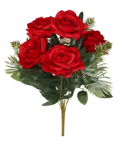 RÓŻA RÓŻE W BUKIECIE SZTUCZNE KWIATY JAK ŻYWE 49 CM DUŻY BUKIET GĘSTY