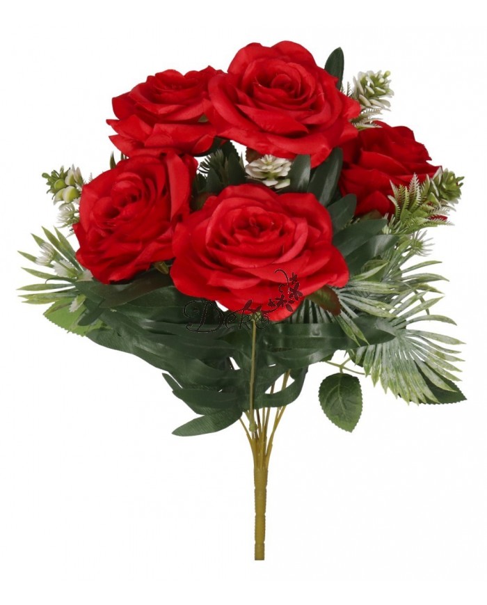 RÓŻA RÓŻE W BUKIECIE SZTUCZNE KWIATY JAK ŻYWE 49 CM DUŻY BUKIET GĘSTY