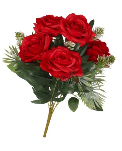 RÓŻA RÓŻE W BUKIECIE SZTUCZNE KWIATY JAK ŻYWE 49 CM DUŻY BUKIET GĘSTY