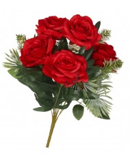 RÓŻA RÓŻE W BUKIECIE SZTUCZNE KWIATY JAK ŻYWE 49 CM DUŻY BUKIET GĘSTY