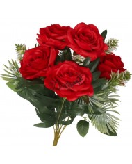 RÓŻA RÓŻE W BUKIECIE SZTUCZNE KWIATY JAK ŻYWE 49 CM DUŻY BUKIET GĘSTY