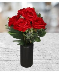 RÓŻA RÓŻE W BUKIECIE SZTUCZNE KWIATY JAK ŻYWE 49 CM DUŻY BUKIET GĘSTY