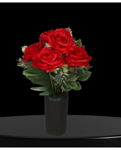 RÓŻA RÓŻE W BUKIECIE SZTUCZNE KWIATY JAK ŻYWE 49 CM DUŻY BUKIET GĘSTY