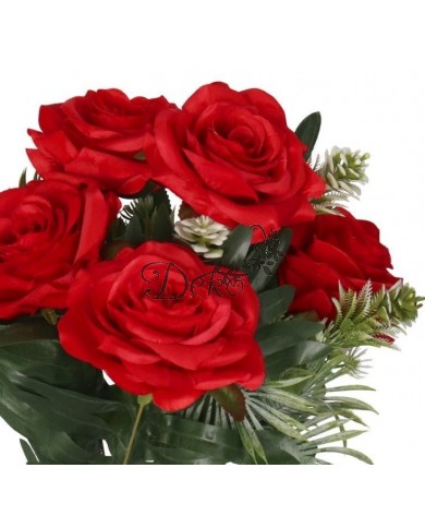 RÓŻA RÓŻE W BUKIECIE SZTUCZNE KWIATY JAK ŻYWE 49 CM DUŻY BUKIET GĘSTY