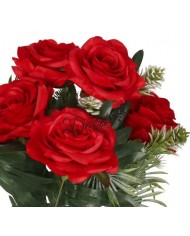 RÓŻA RÓŻE W BUKIECIE SZTUCZNE KWIATY JAK ŻYWE 49 CM DUŻY BUKIET GĘSTY