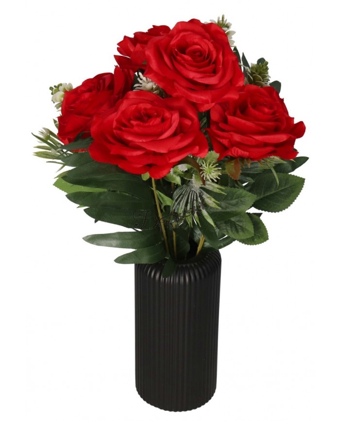 RÓŻA RÓŻE W BUKIECIE SZTUCZNE KWIATY JAK ŻYWE 49 CM DUŻY BUKIET GĘSTY