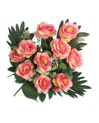 RÓŻA RÓŻE W BUKIECIE SZTUCZNE KWIATY JAK ŻYWE 55 CM DUŻY BUKIET GĘSTY