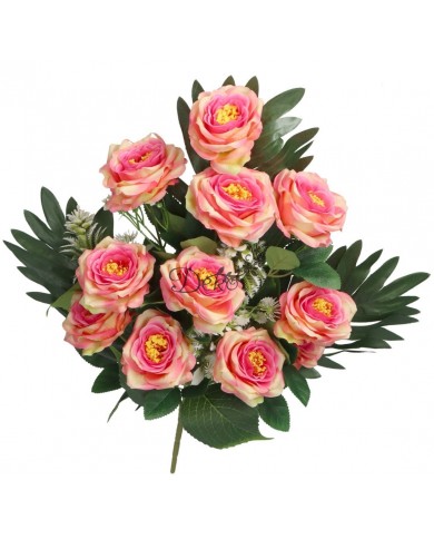 RÓŻA RÓŻE W BUKIECIE SZTUCZNE KWIATY JAK ŻYWE 55 CM DUŻY BUKIET GĘSTY