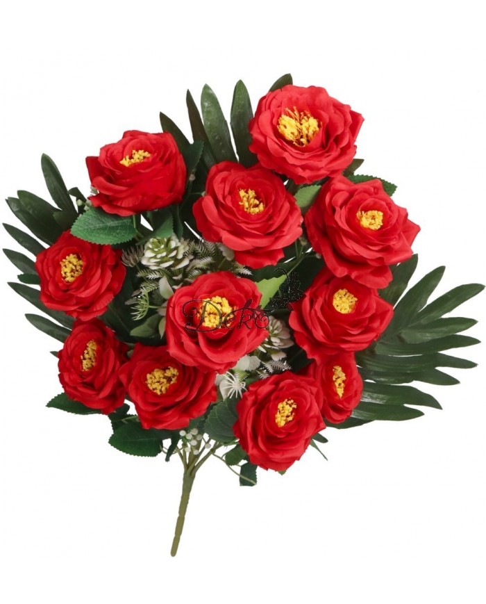RÓŻA RÓŻE W BUKIECIE SZTUCZNE KWIATY JAK ŻYWE 55 CM DUŻY BUKIET GĘSTY