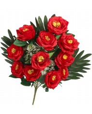 RÓŻA RÓŻE W BUKIECIE SZTUCZNE KWIATY JAK ŻYWE 55 CM DUŻY BUKIET GĘSTY