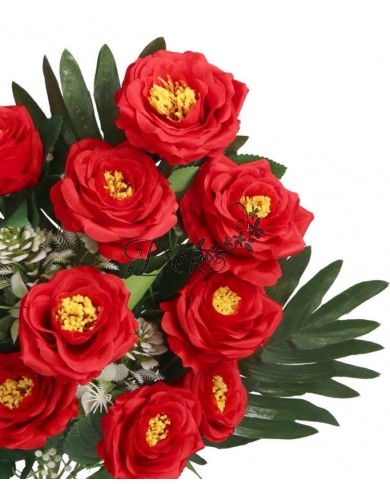 RÓŻA RÓŻE W BUKIECIE SZTUCZNE KWIATY JAK ŻYWE 55 CM DUŻY BUKIET GĘSTY