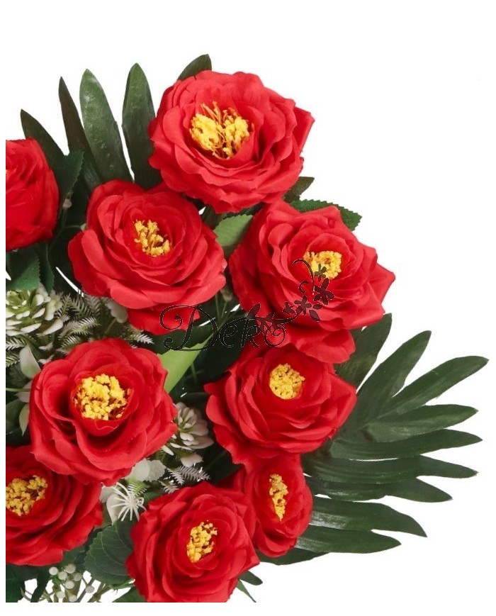 RÓŻA RÓŻE W BUKIECIE SZTUCZNE KWIATY JAK ŻYWE 55 CM DUŻY BUKIET GĘSTY