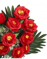 RÓŻA RÓŻE W BUKIECIE SZTUCZNE KWIATY JAK ŻYWE 55 CM DUŻY BUKIET GĘSTY