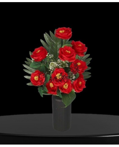 RÓŻA RÓŻE W BUKIECIE SZTUCZNE KWIATY JAK ŻYWE 55 CM DUŻY BUKIET GĘSTY