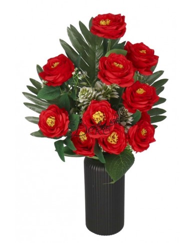 RÓŻA RÓŻE W BUKIECIE SZTUCZNE KWIATY JAK ŻYWE 55 CM DUŻY BUKIET GĘSTY