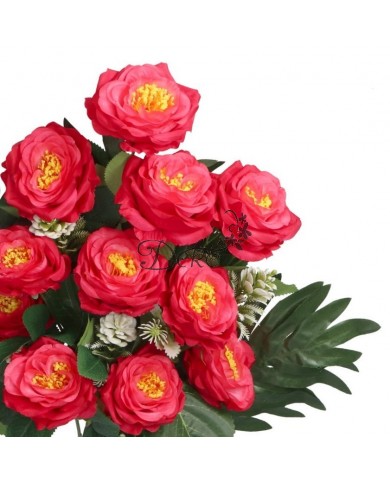 RÓŻA RÓŻE W BUKIECIE SZTUCZNE KWIATY JAK ŻYWE 55 CM DUŻY BUKIET GĘSTY