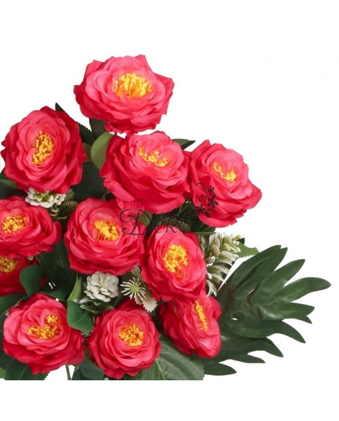RÓŻA RÓŻE W BUKIECIE SZTUCZNE KWIATY JAK ŻYWE 55 CM DUŻY BUKIET GĘSTY