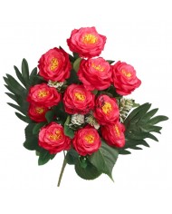 RÓŻA RÓŻE W BUKIECIE SZTUCZNE KWIATY JAK ŻYWE 55 CM DUŻY BUKIET GĘSTY