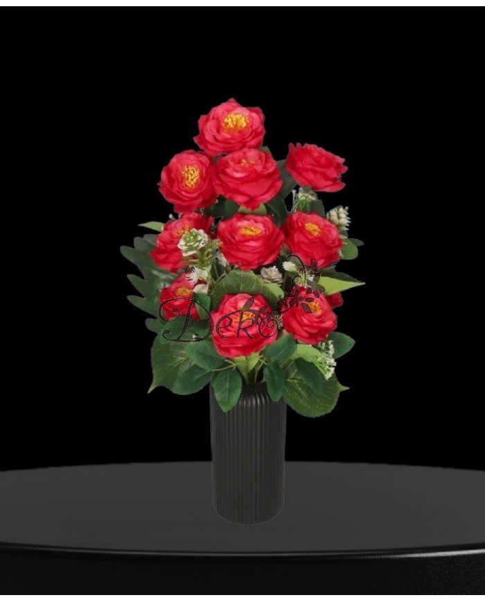 RÓŻA RÓŻE W BUKIECIE SZTUCZNE KWIATY JAK ŻYWE 55 CM DUŻY BUKIET GĘSTY