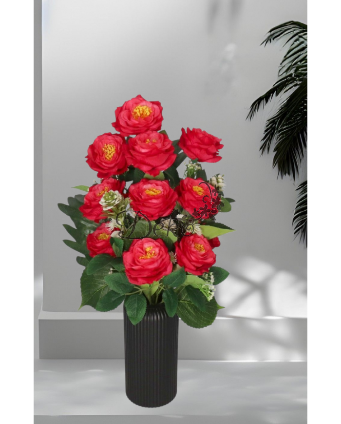 RÓŻA RÓŻE W BUKIECIE SZTUCZNE KWIATY JAK ŻYWE 55 CM DUŻY BUKIET GĘSTY