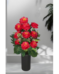 RÓŻA RÓŻE W BUKIECIE SZTUCZNE KWIATY JAK ŻYWE 55 CM DUŻY BUKIET GĘSTY